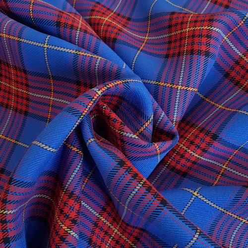 Check Plaid Tartan Cotton Fabric - Double Thickness Blue & Red - Click Image to Close