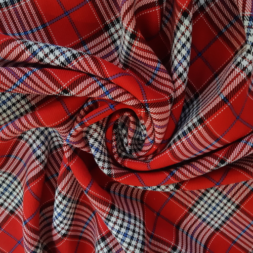 Check Plaid Tartan Cotton Fabric - Double Thickness Red & White - Click Image to Close