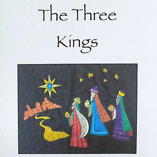 The Three Kings Pattern Christmas Applique using Glitter Film by Bev Mayo - Click Image to Close