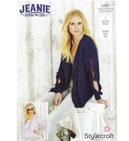 Stylecraft Jeanie Denim Look - Jacket and Sweater Pattern 9497 - Click Image to Close