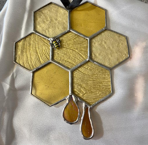 Bee-utiful Stained Glass – Honeycomb Lightcatcher Workshop Bev & John from Crafted Wood & Glass Tuesday 13 April 2027