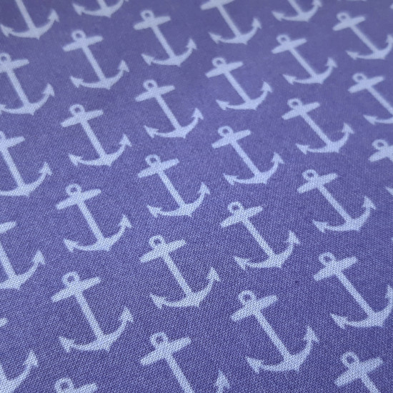 Quarter Deck Blue Anchor Fabric - Click Image to Close